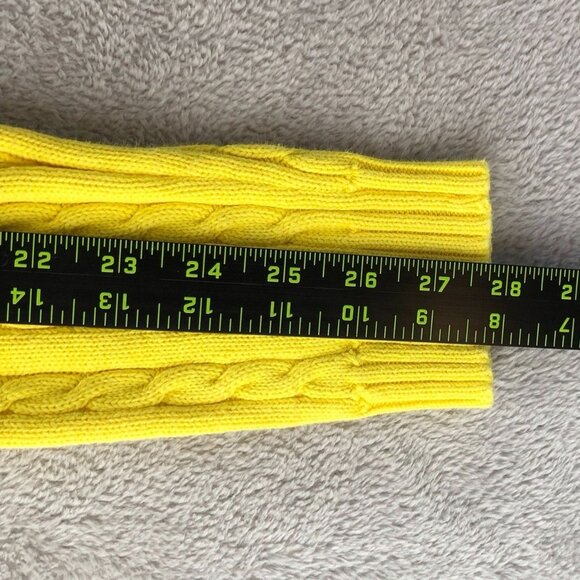 Lauren Ralph Lauren Womens Sweater Small Yellow Cable Knit V-Neck Pullover Cozy - Picture 7 of 12